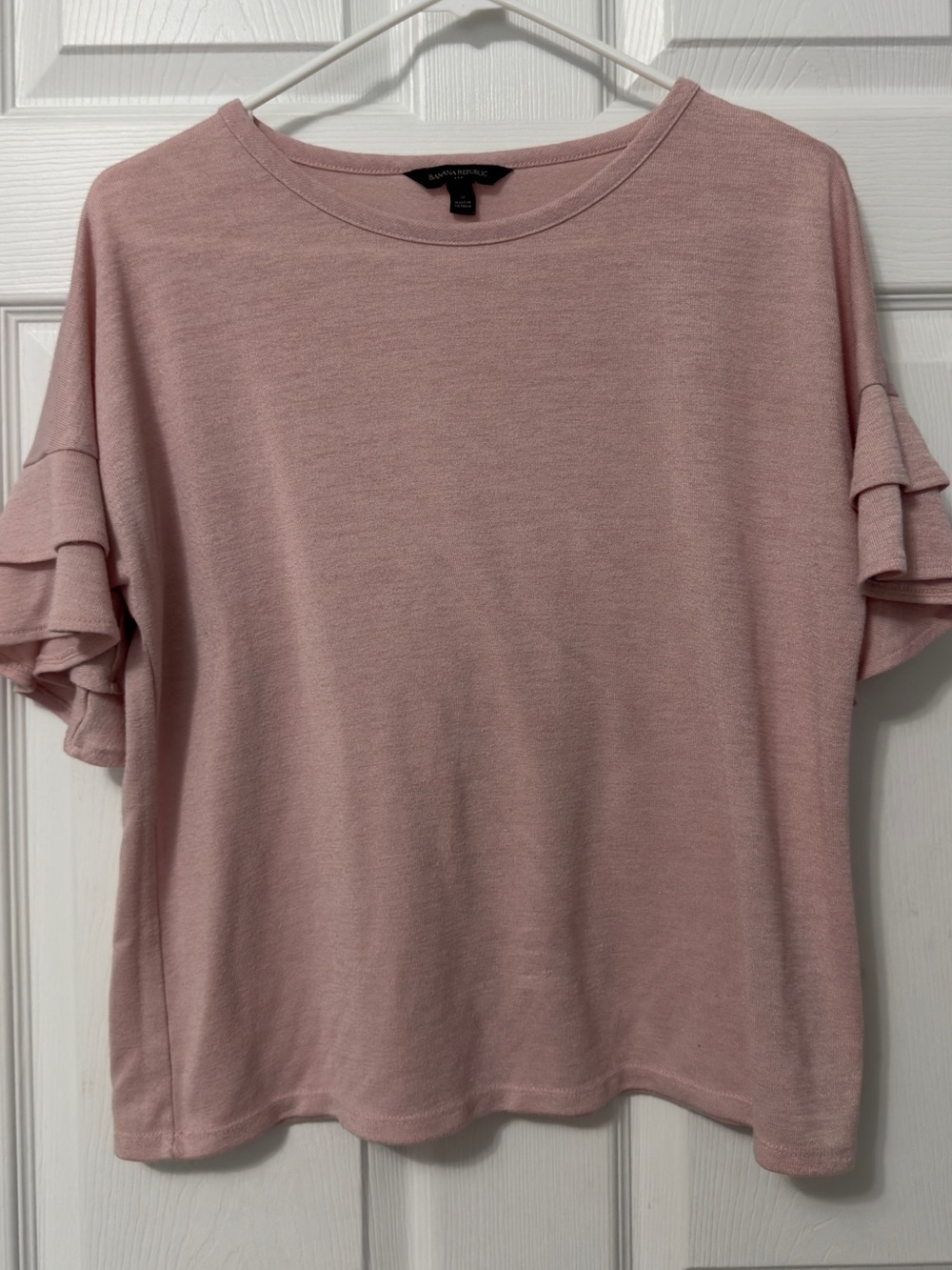 Banana Republic Dusty Pink Ruffle Sleeve Short-Sleeve Top